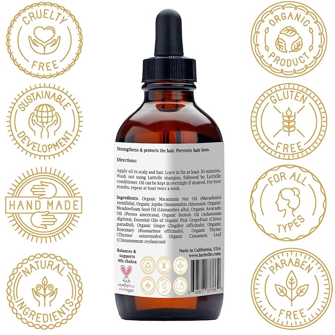 Organic Hair Growth Treatment – Nature’s Love – 4 oz – Botanical Oil Blend for Follicle Stimulation & Scalp Renewal – Made in USA