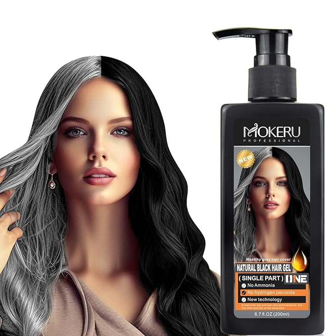 Ammonia-Free Instant Black Hair Dye Shampoo for Gray Coverage,Non-Staining scalp Long-Lasting Natural Black Hair Color Shampoo for Men/Women,Gentle polar Dye for Damaged Hair