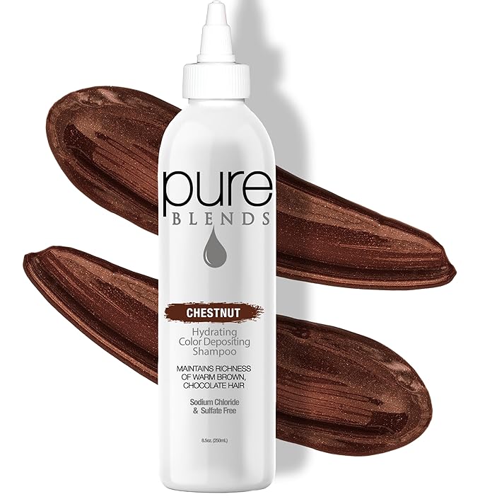 Chestnut Hydrating Color Depositing Shampoo for Color Treated Hair, 8.5 Oz - Semi Permanent Hair Dye Prevents Color Fade, Extends Color Service, Nourishes & Protects