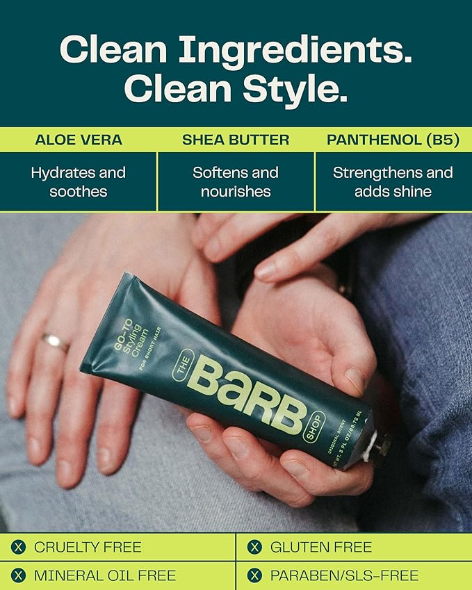 Barb Styling Cream for Women and Men - Soft Hold Hair Styling Cream for Frizz Control and Curl Definition - Lightweight, Natural Finish - Original Scent - 3 fl oz