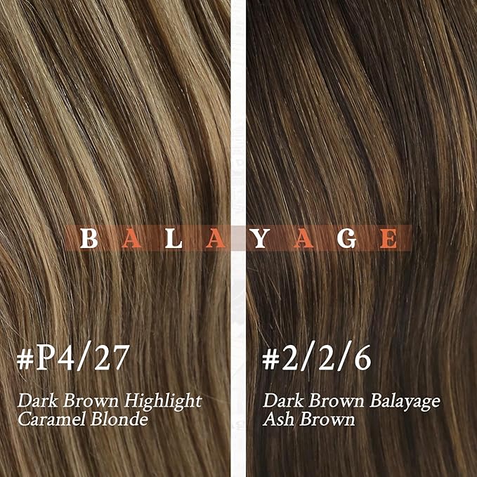 Sunny Hair Nano Hair Extensions Human Hair Balayage Brown Nano Ring Hair Extension Dark Brown Ombre Medium Nano Tip Hair Extensions Real Human Hair for Women 50G 20Inch