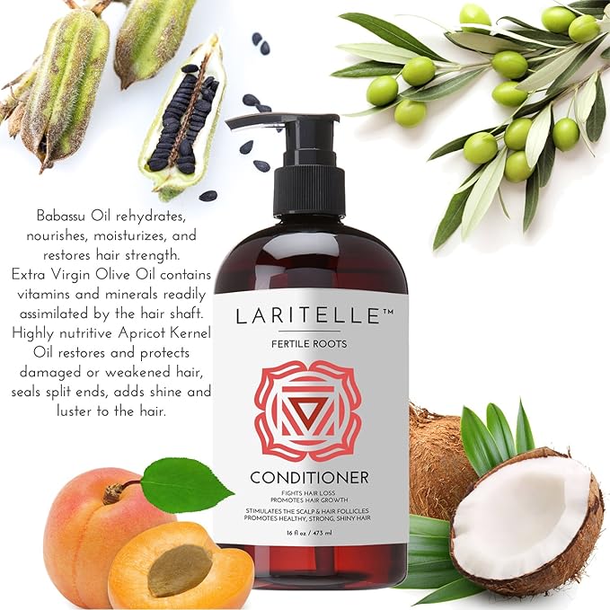 Organic Anti-Thinning Conditioner – Fertile Roots – 16 oz – Follicle-Reviving, Growth-Boosting Organic Formula for Thicker, Fuller Hair – Made in USA