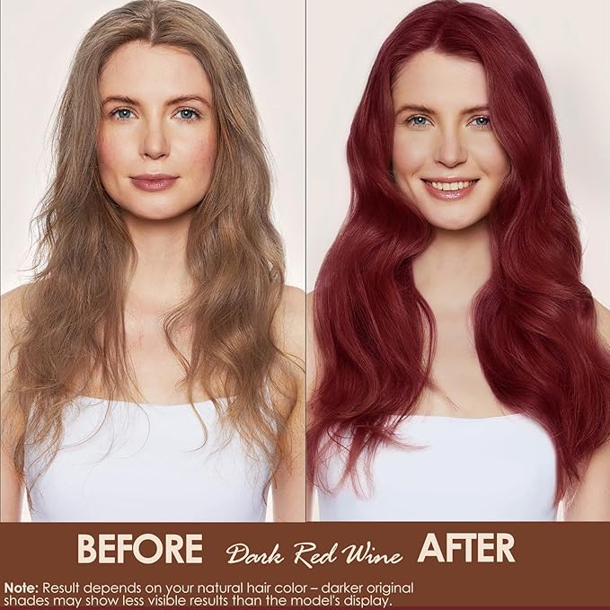 Hair Dye Shampoo 3 in 1, Herbal Hair Color Shampoo for Gray Coverage, Long-Lasting Natural & Vibrant Shades for Women & Men, Easy At-Home Application 16.9 Fl Oz (Dark Red Wine)