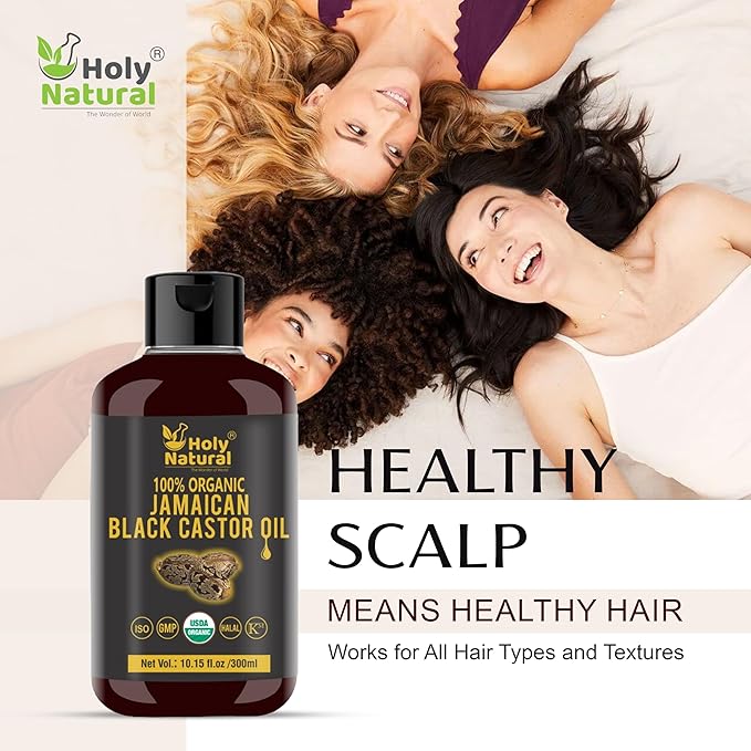 Organic Jamaican black Castor Oil (10.15 fl oz) USDA Certified, Traditional Handmade with Typical and Traditional roasted castor beans smell ,100% Pure black Castor Oil (No Additive, Non GMO)