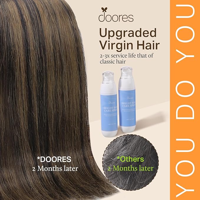 DOORES Clip in Hair Extensions Real Human Hair, Balayage Dark Brown to Chestnut Brown 24 Inch 9pcs 150g, Clip in Remy Extensions Natural Thick Straight Weft