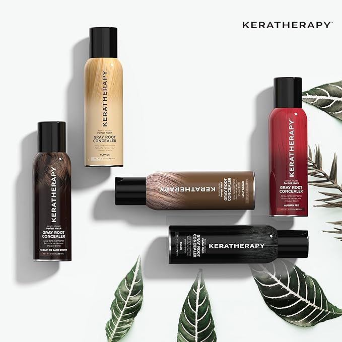 Keratherapy Keratin Infused Perfect Match Gray Root Concealer Spray, Black, 3 oz, 118 ml - Root Cover Up Spray to Hide Gray Roots - Keratin Therapy Hair Darkening & Temporary Scalp Concealer