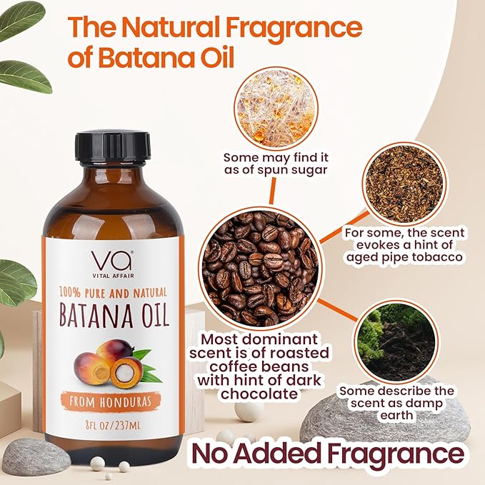 Batana Oil For Hair Growth-100% Raw Batana Oil From Honduras-Glass Bottle-Skin Hair Oil Rich In Essential Nutrients-Batana Hair Oil For Women & Men-For Strong & Shiny Hair-8 FlOz