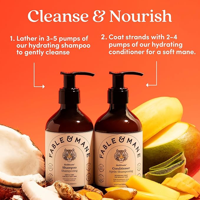 Fable & Mane HoliRoots Hydrating Shampoo & Coconut Oil Conditioner - Genuine Fable and Mane 8.5 FL oz