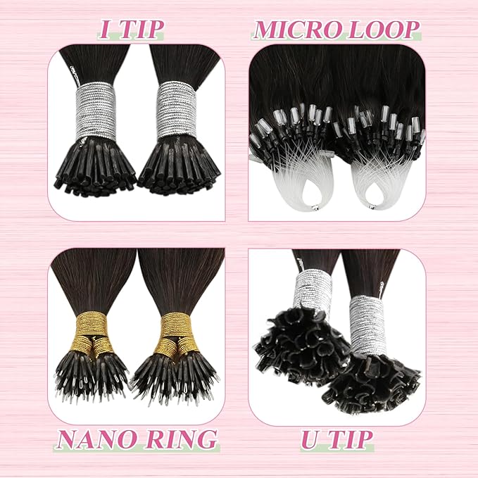 YoungSee Fusion Hair Extensions U Tip Hair Extensions Darkest Brown with Medium Brown Balayge U Tip Fusion Hair Extensions Pre Bonded Fusion U Tip Hair Extensions Real Human Hair 18IN 50G