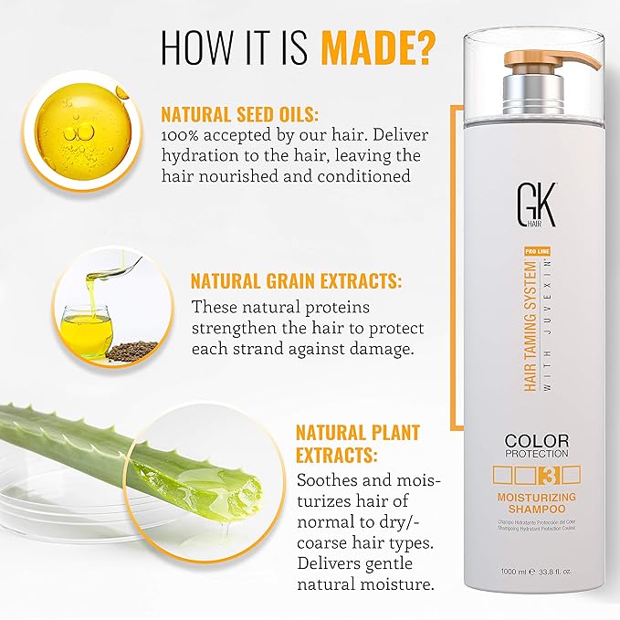 GK HAIR Sulfate-Free Moisturizing Shampoo for Women Deep Conditioning Hair Mask with Keratin and Argan Oil Frizz Control Hydrate Treatment for Dry Color-Treated Damaged Hair – 33.8 Ounce