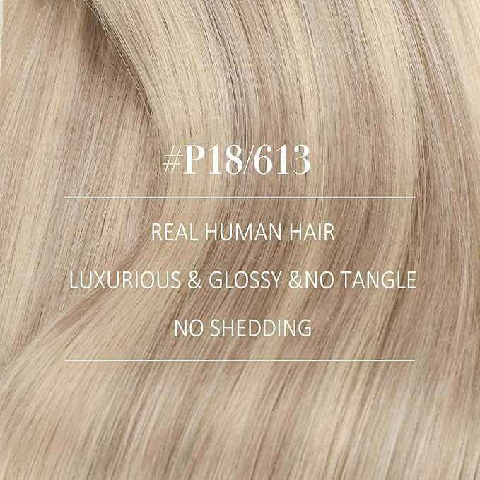YoungSee Clip in Human Hair Extension Highlight Clip in Hair Extensions Human Hair Warm Ash Blonde Highlights Bleach Blonde Thick Human Hair Extensions 120G 22Inch 7Pcs