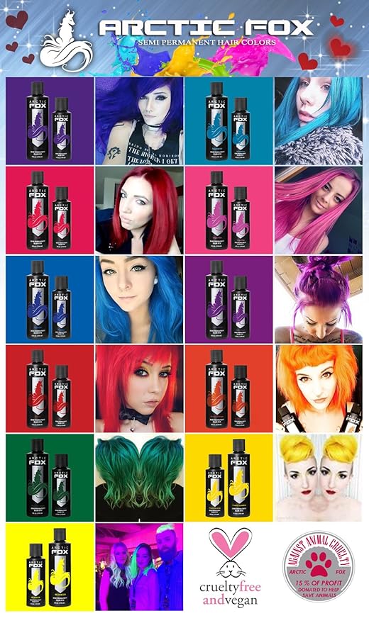ARCTIC FOX Vegan and Cruelty-Free Semi-Permanent Hair Color Dye (4 Fl Oz, ELECTRIC PARADISE)