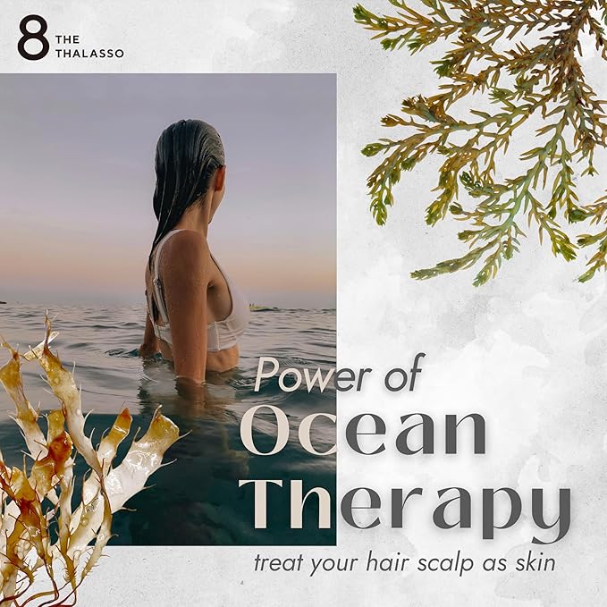 8 THE THALASSO Anti Frizz Shampoo for Women & Men, Organic Tea Tree Shampoo by Mint, Collagen, Peptides, Stem Cells & Deep Sea Water from Japan, Paraben and Sulfate Free, 16.1 Fl Oz, DRY HAIR
