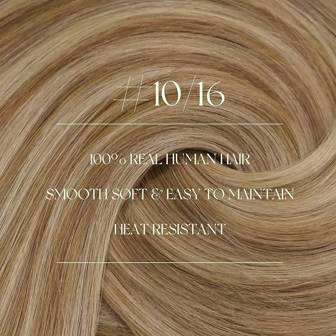 RUNATURE Clip in Hair Extensions Real Human Hair, Short Hair Extensions Clip Ins for Women, Soft Straight Remy Hair, 12 Inch 80g 7pcs, #10P16 Dark Blonde Highlights Caramel Blonde