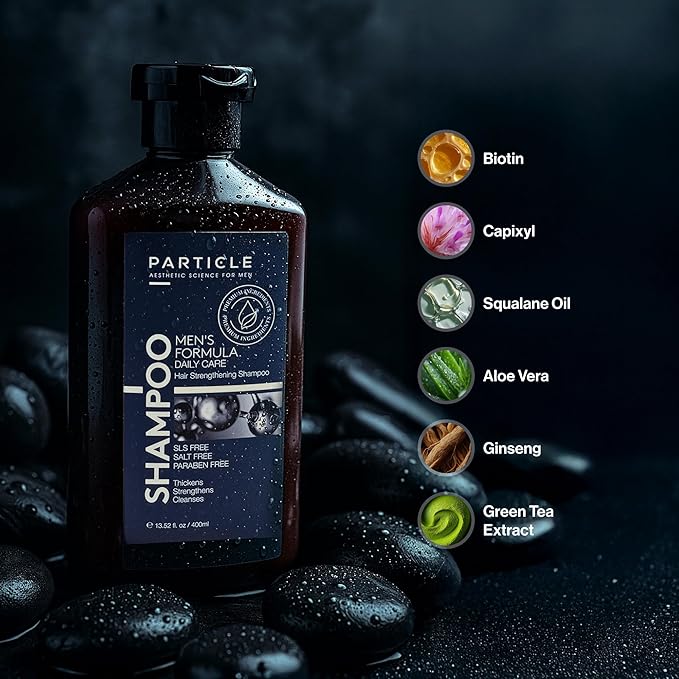 Particle Men’s Shampoo – Hair Growth & Thickening Formula for Stronger, Healthier Hair (13.52 oz) – Sulfate & Paraben Free