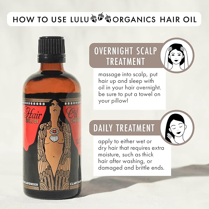 Argan Oil for Hair, Nourishing, Strengthening - Curly Dry Frizzy Damaged Hair, Adds Shine and Moisturizes, Scented Organic Oil, Lavender & Clary Sage - 3.4 oz