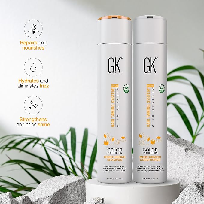 GK Hair Color Protection Moisturizing Shampoo and Conditioner Set for Color Treated Hairs, Sulfate, Paraben, and Dye Free, with Naturally Derived Clean Ingredients (10.1 Fl Oz x 2)