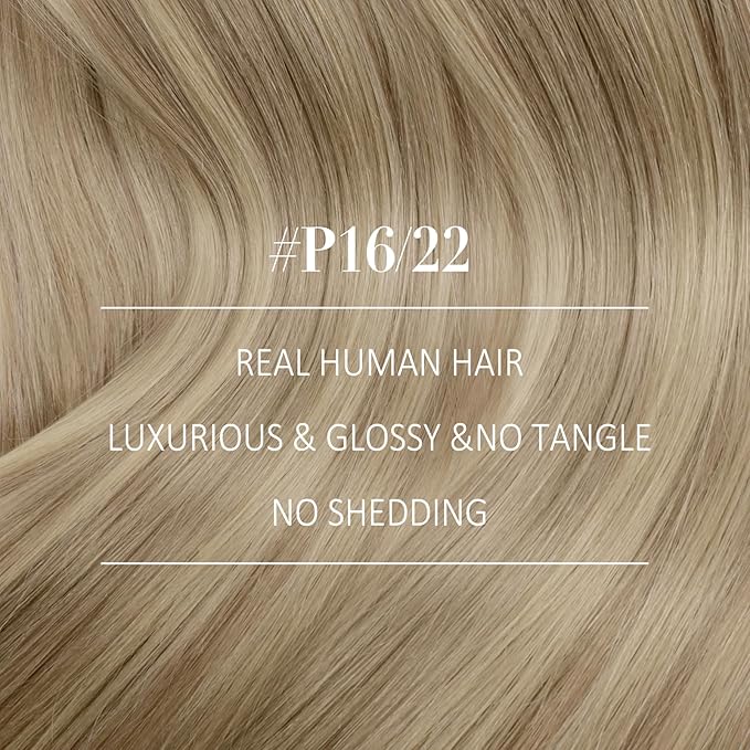 YoungSee Clip in Hair Extensions Real Human Hair Highlight Clip on Hair Extensions Light Blonde Highlighted Golden Blonde Real Hair Clip in Extensions Convenient for Women 22Inch 120G 7Pcs