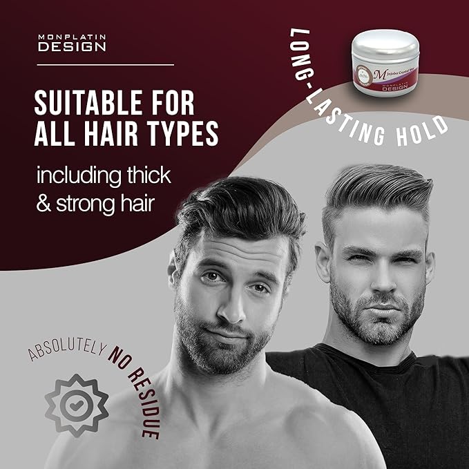 Mon Platin Professional Hair Styling Wax - Jojoba Crystal High Sheen, Strong Hold for Men & Women, Daily Use Hair Creme with Grapefruit Scent - 250 ml