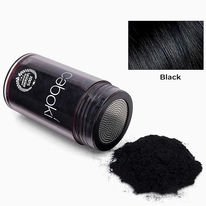 Caboki Hair Loss Concealer, All-Natural Hair Building Fiber. Make Thin Hair Look 10X Fuller Instantly. Eliminate the Appearance of Bald Spot and Thinning Hair (30G, 90-Day Supply). Black