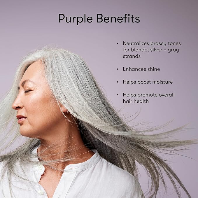 Sulfate-Free Purple Shampoo & Conditioner Set for Neutralizing Brassy Tones in Blonde, Silver + Gray Hair, 13 Fl Oz Each (2-Pack)