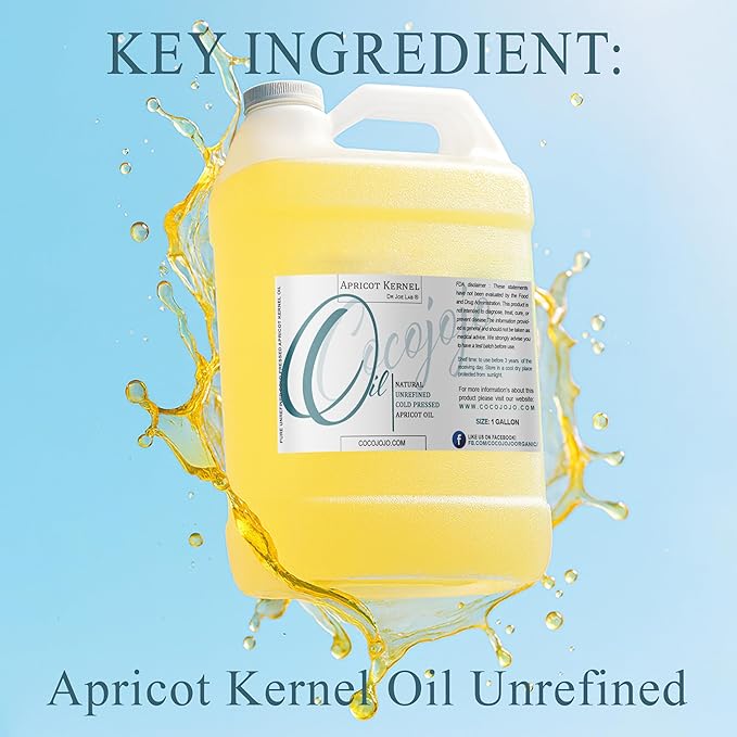 Dr Joe Lab Apricot Kernel Oil - Cold Pressed Unrefined Raw with Scent Pure Natural Moisturizing for Hair and Skin (1 Gallon)