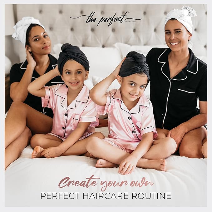 THE PERFECT HAIRCARE Microfiber Hair Towel Wrap for Women - Absorbent Quick Drying Turban for Wet, Curly, and Long Hair for Women, Girls, and Kids - Anti Frizz White