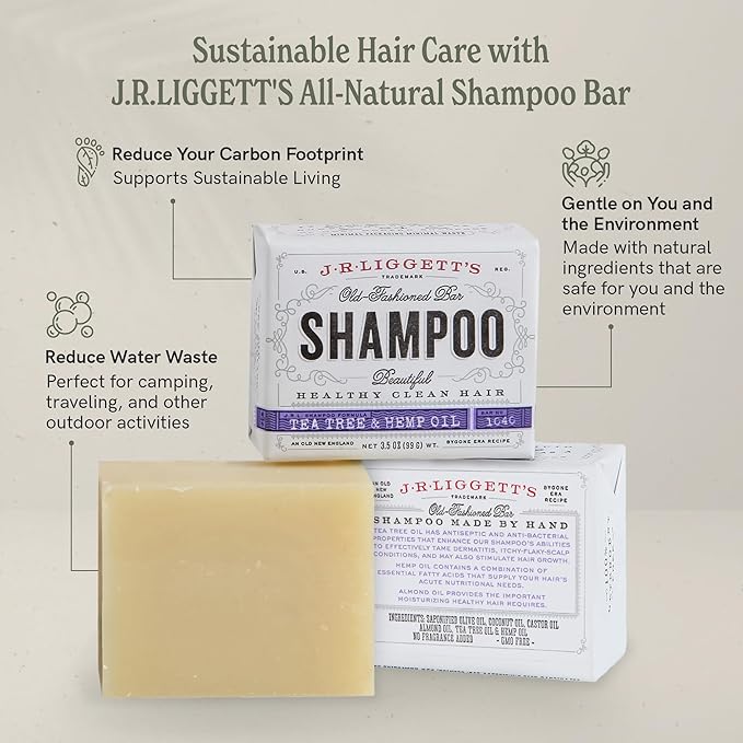 J·R·LIGGETT'S Shampoo Bar, Original Formula - Supports Strong and Healthy Hair - Nourish with Antioxidants and Vitamins - Detergent and Sulfate-Free - Set of Three 3.5 Ounce Bars