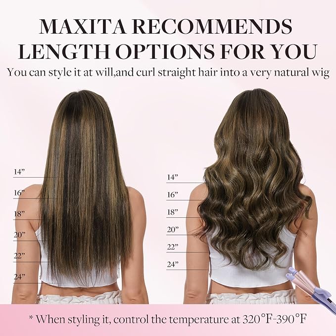 MAXITA Tape in Hair Extensions Human Hair 4/27/4 Chocolate Brown Mixed Caramel Blonde Balayage 18 Inch 25g 10pcs Thick Ends Straight Seamless Tape ins Remy Invisible Tape in Extensions Human Hair