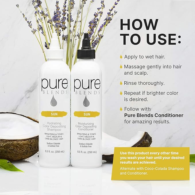 Sun Hydrating Color Depositing Shampoo - Brighten & Tone Faded Hair with Semi-Permanent Dye, Prevents Fade & Extends Color Service for Treated Hair 8.5 Oz.