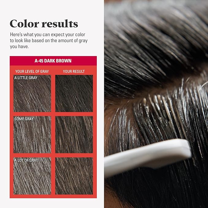 Just For Men Easy Comb-In Color Mens Hair Dye, Easy No Mix Application with Comb Applicator - Dark Brown, A-45, Pack of 3