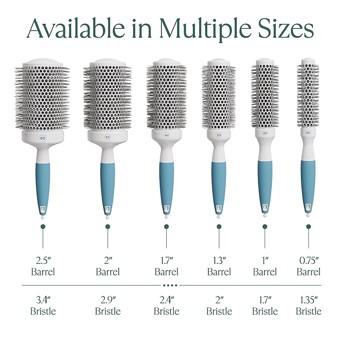 Round Brush for Blow Drying - Extra Small Ceramic Thermal Ionic Roller Brush for Sleek, Salon Blowout - Lightweight Round Hair Brush for Precise Styling and Manageable Hair (Bristle 1.7in, Barrel 1in)