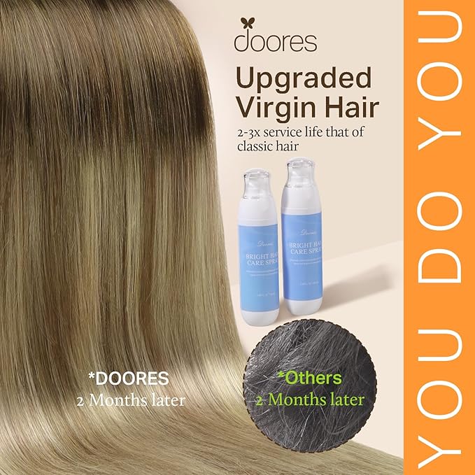 DOORES Hair Extensions Real Human Hair, Balayage Dark Blonde Highlighted Bleach Blonde 150g 18 Inch 9pcs, Clip in Hair Extensions Human Hair Extensions Human Hair Natural Straight Natural Thick Hair