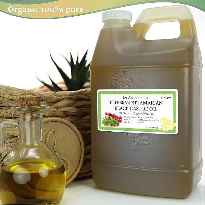 Dr Adorable - 64 oz - Peppermint Jamaican Black Castor Oil - Pure Natural Organic Strengthen Grow & Restore Hair Care