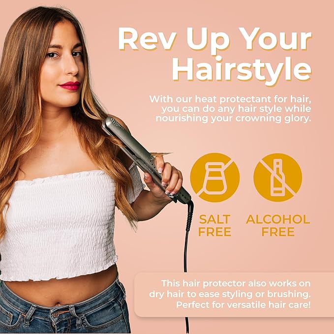 Chia Oil Heat Protectant Spray For Hair - Hair Thermal Protection Shield From Heat - Leave In Conditioner - Anti Frizz Moisturizer (8 Oz)
