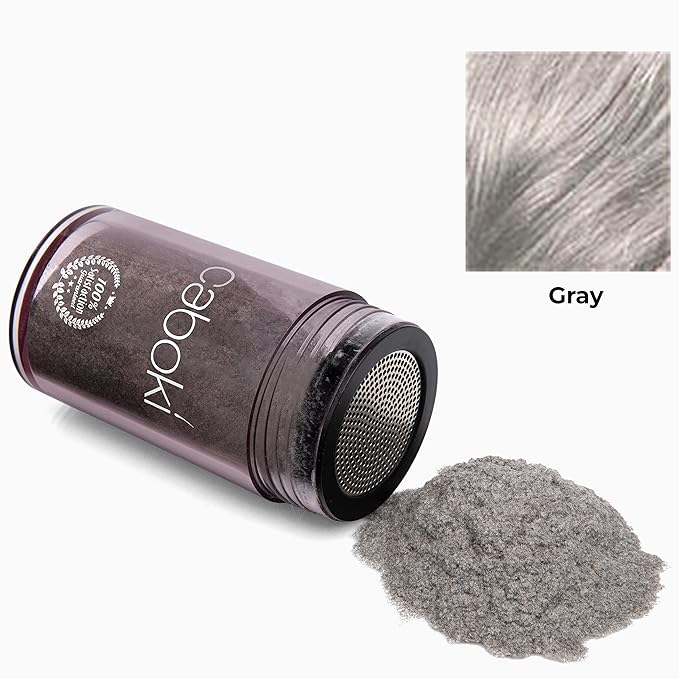 Caboki Hair Loss Concealer. All-Natural Hair Building Fiber. Make Thin Hair Look 10X Fuller Instantly. Eliminate the Appearance of Bald Spot and Thinning Hair (30G, 90-Day Supply). Gray