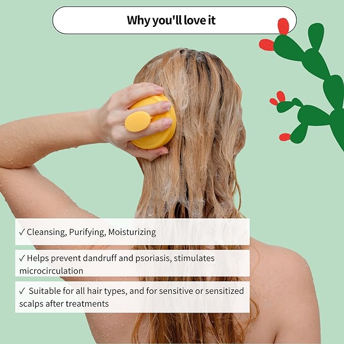 Pure Scrub - Dandruff Shampoo and Scalp Scrubber - Natural Dandruff Formula with Prickly Pear, Aloe Vera, Sea Salt, and Lemon Oil - 3.38 oz