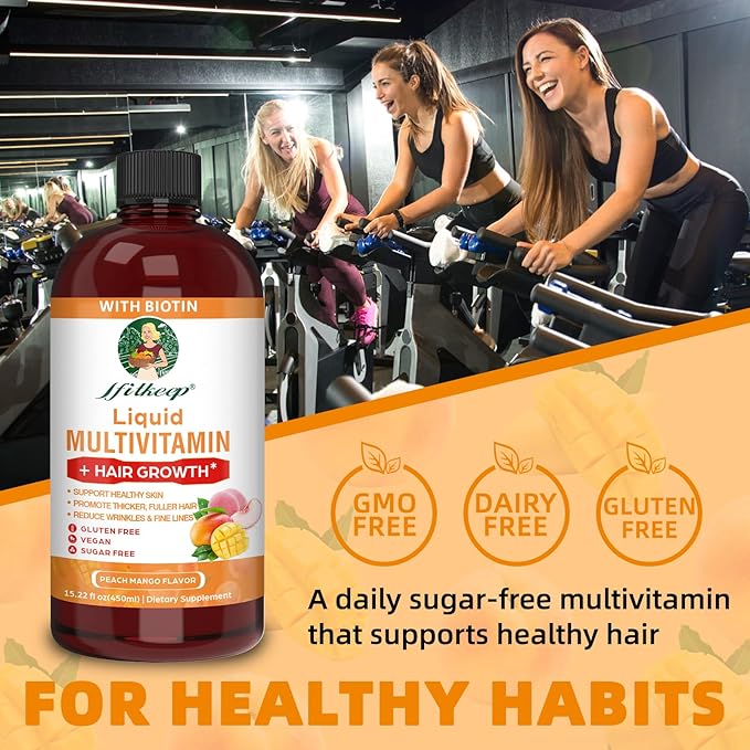 Liquid Multivitamin,Hair Growth,Support Healthy Skin,Promote Thicker,Fuller Hair,Reduce Wrinkles & Fine Lines,15.22 fl oz