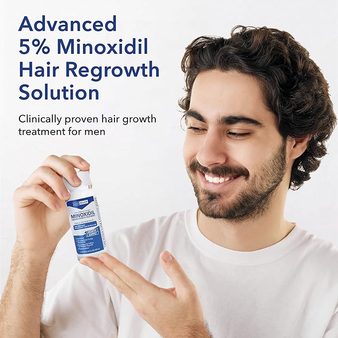 Advanced 5% Minoxidil For Men Hair Regrowth Treatment for Thinning Hair - Hair Loss for Men - 1 Month Supply, Minoxidil Topical Solution So Thicker Fuller Hair Keeps Growing Amazing Results