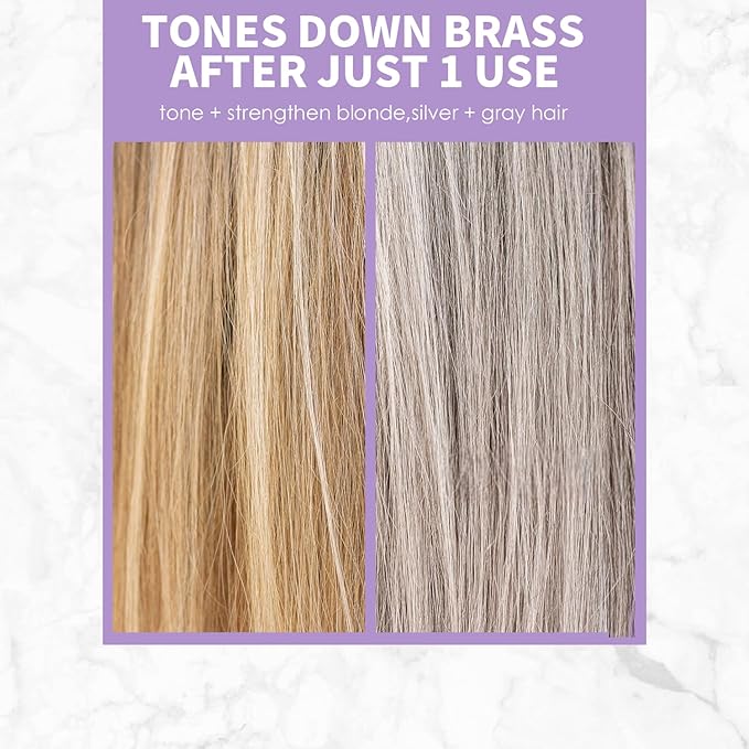 Sulfate-Free Purple Shampoo and Conditioner Set (2-Pack) for Blonde, Gray and Color-Treated Hair, Paraben-Free, Moisturizing, Color-Safe, Enhances Shine & Brightness 7.67 oz