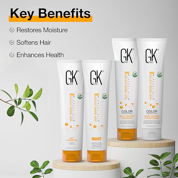 GK HAIR Global Keratin The Best Smoothing Keratin Treatment Kit (3.4 Fl Oz/100ml) Professional Brazilian Complex Blowout Straightening For Silky Smooth & Frizzy Hair