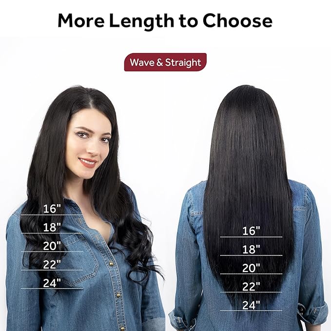 Clip in Hair Extensions Real Human Hair, Jet Black 100% Human Hair Extensions Clip in, Tangle-free Silky Straight Hair Extensions for Women, #1 22Inch 120G 7PCS