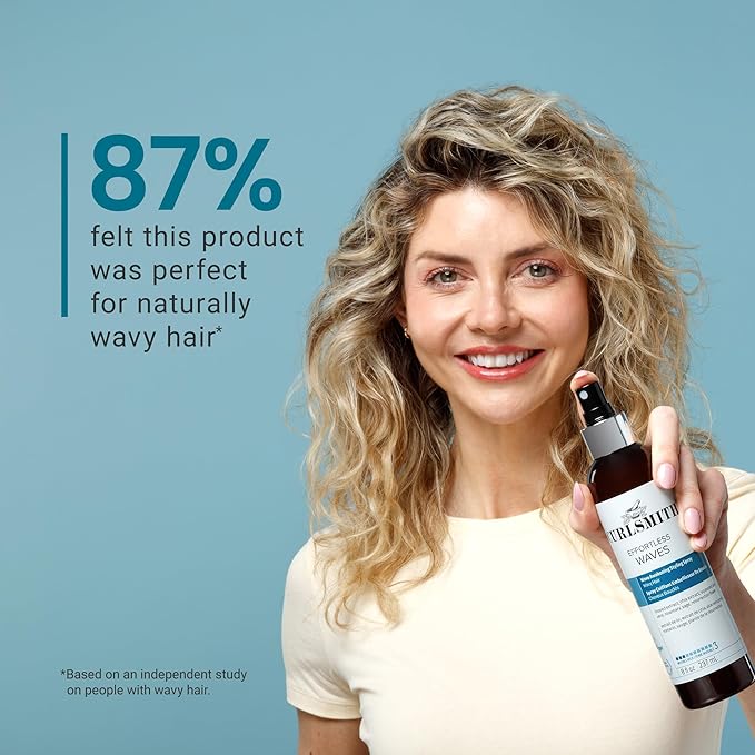 CURLSMITH - Effortless Waves Styling Spray, Lightweight and Moisturising, Reduce Frizz, Natural Look, For Wavy and Curly Hair, Vegan (8oz)