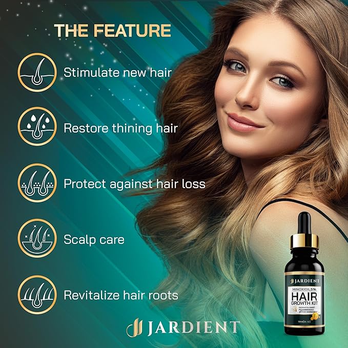 Minoxidil and Biotin Hair Growth Oil for Beards and Preventing Hair Thinning - 5% Minoxidil for Men and Women, 1 Fl Oz