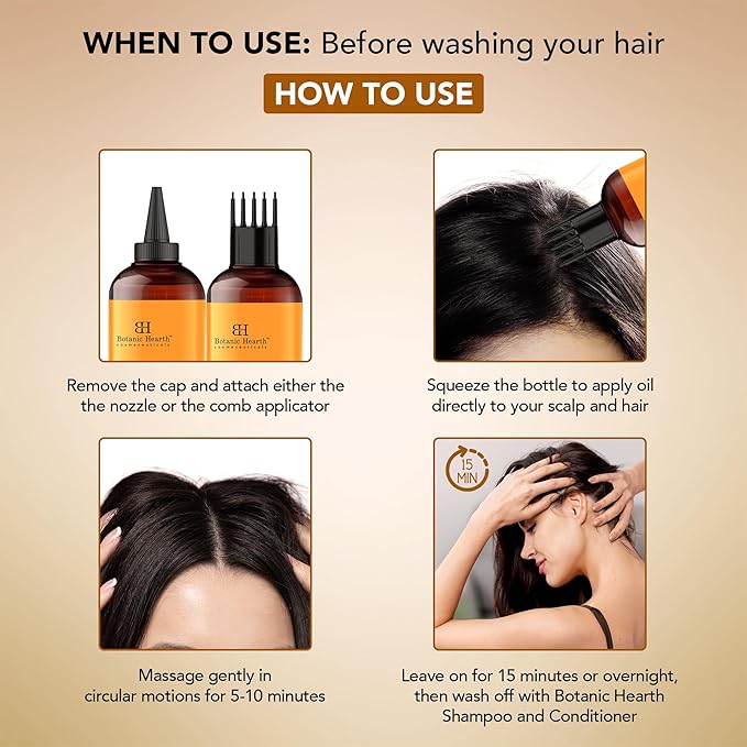 Botanic Hearth 100% Pure Pumpkin Seed Castor Oil For Hair Growth (6.7 fl oz)| Infused with Pumpkin, Castor, Biotin | Hair Oil Repairs Dry Damaged Hair, Strengthening, Healthier Hair- Hair Tonic