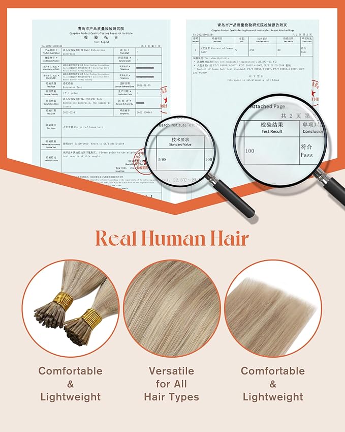 Sunny Hair I Tip Hair Extensions Ash Blonde with Bleach Blonde Itip Extensions 18inch Itips Hair Extensions Human Hair Invisible 50g