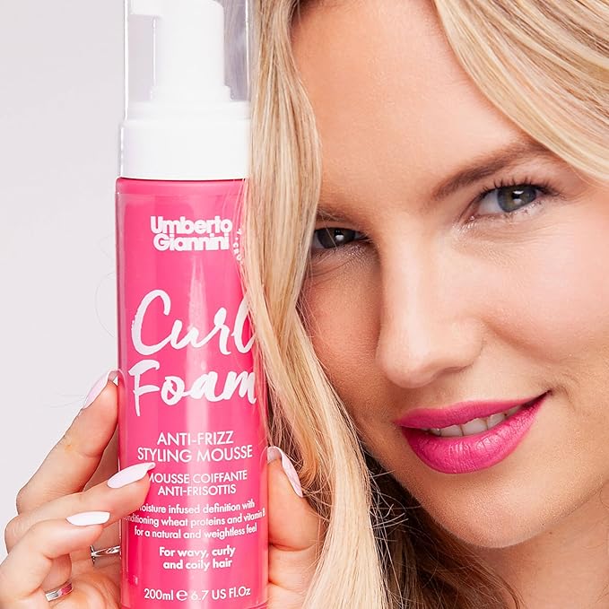 Umberto Giannini Curl Jelly & Foam Mousse Duo - Vegan & Cruelty-Free Styling Gel and Mousse for Defrizzing Curly or Wavy Hair