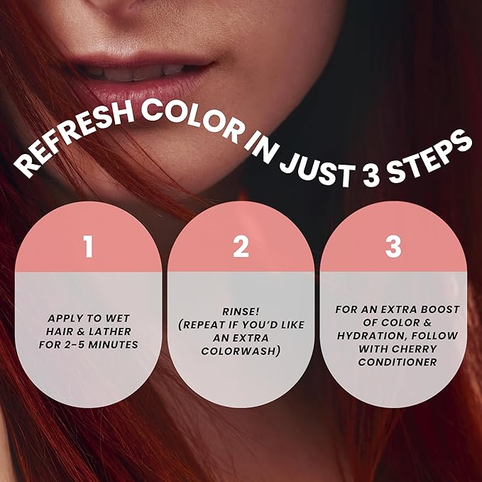 Cherry Hydrating Color Depositing Shampoo - Brighten & Tone Faded Hair, Semi-Permanent Tint, Prevents Fade for Color-Treated Hair, 8.5 Oz.