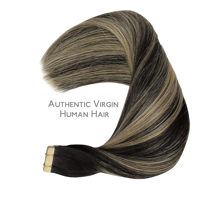 WENNALIFE Tape in Hair Extensions Human Hair, 20pcs 50g 16 inch Natural Black to Light Blonde Remy Hair Extensions Straight Human Hair Tape in Extensions Skin Weft Tape Extensions Human Hair