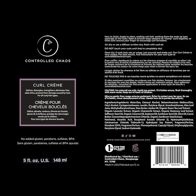 Controlled Chaos Hair Moisturizer for Curly Hair - Paraben & Sulfate Free, Moisturizes & Defines Extra Dry, Curly & Coarse Hair, Leave-in Hair Conditioner - 8 oz